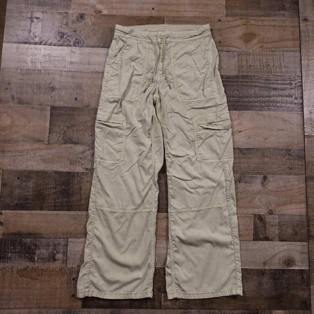 American Eagle Baggy Wide Leg Cargo Pants Women’s 4 Short Beige Stretch